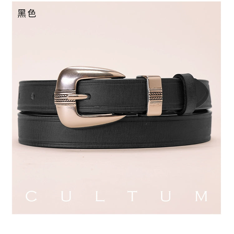 CULTUM Vintage Versatile Engraved Silver Buckle Leather Belt