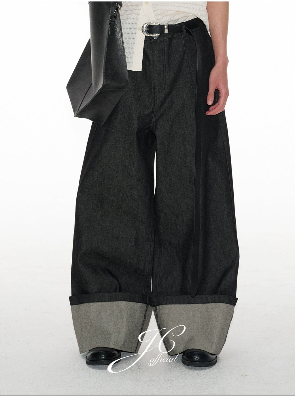 JCAESAR Flanged Beef Wide-leg Jeans