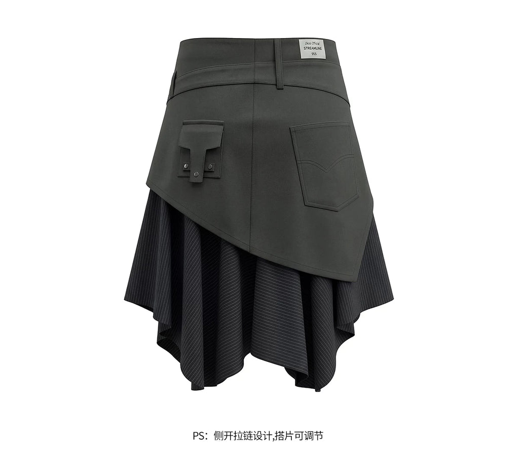 JIKOO Asymmetrical Tooling Splicing and Cutting Skirt
