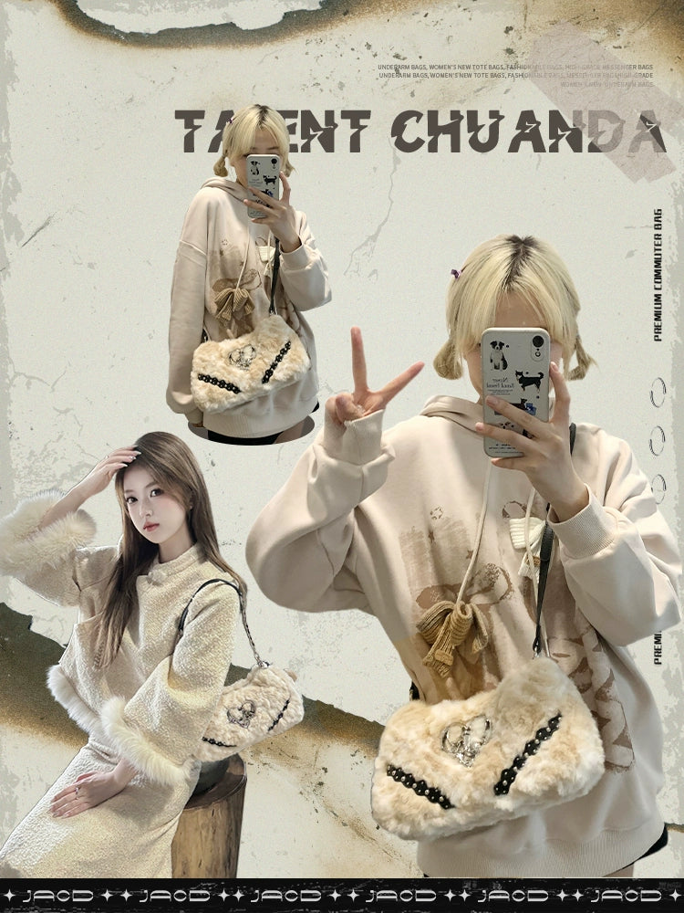 JACD Plush Underarm Chain Messenger Bag