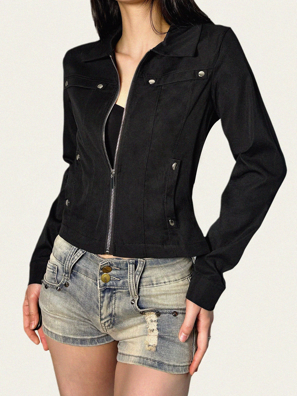 FUNOFF Retro Simple and Versatile Waist Long Sleeves