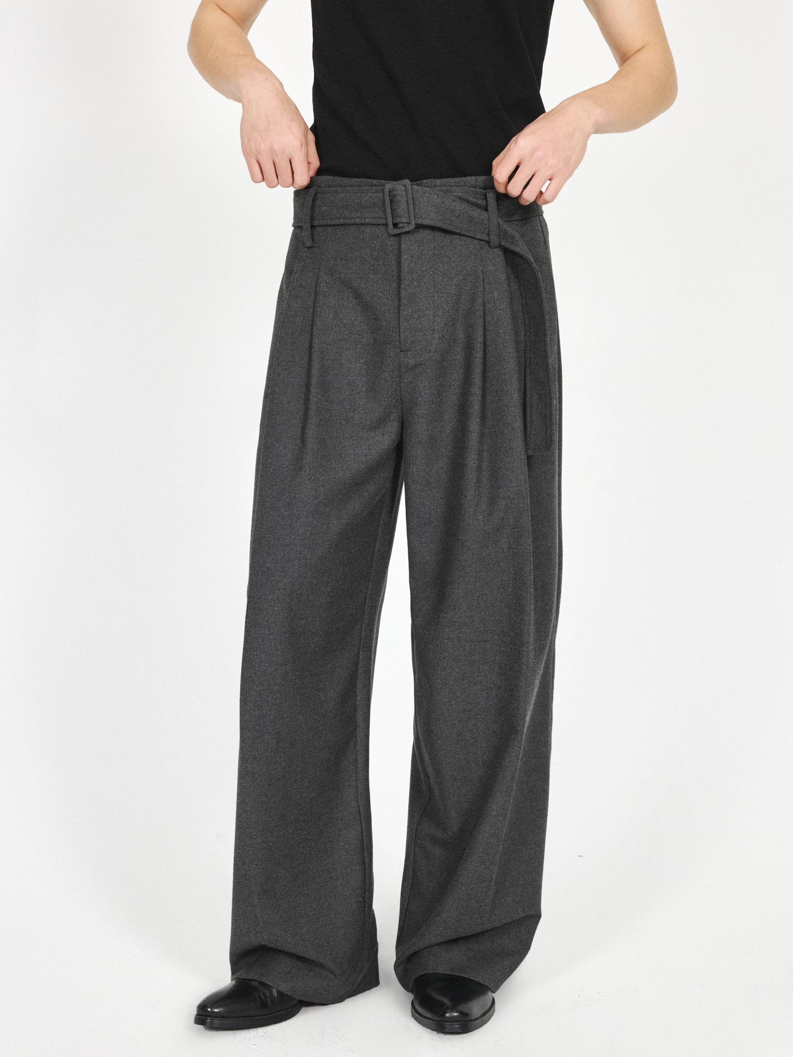 Stay The Night Three-dimensional Double-pleated A-word Trousers