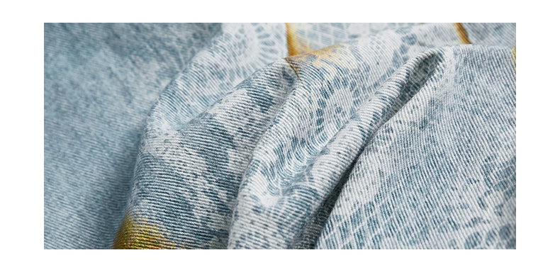 Rocawear Lace Stitching Digital 3D Printing Straight Jeans