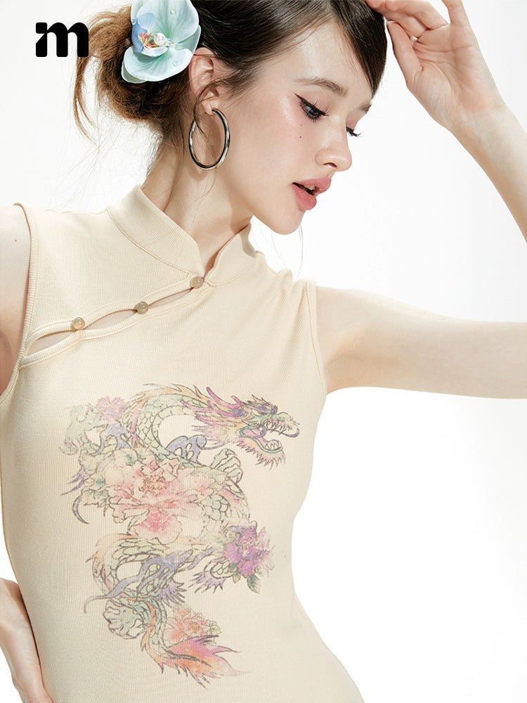 Imone National Style Dragon Print New Chinese Cheongsam Dress