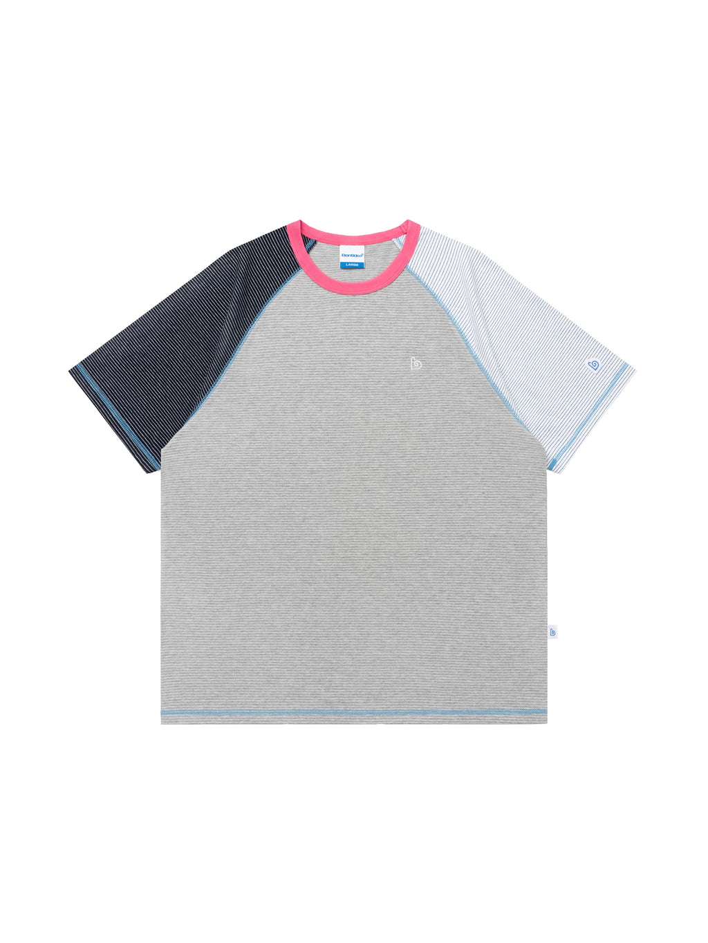 BENT IDEA Irregular Striped Color Matching Shoulder Tee