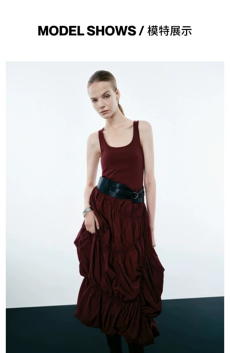 URBAN REVIVO Pleated Design Splicing Sleeveless Dress