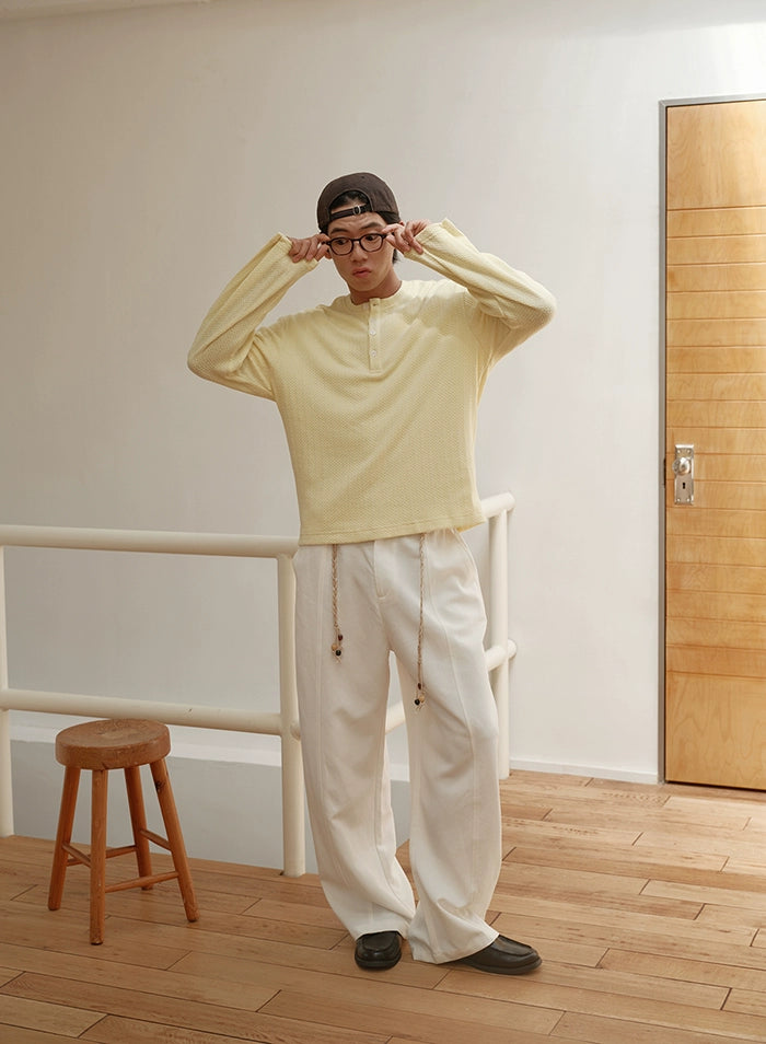 CARPEM Simple Knitted Henry Neck Loose Versatile Long Sleeves