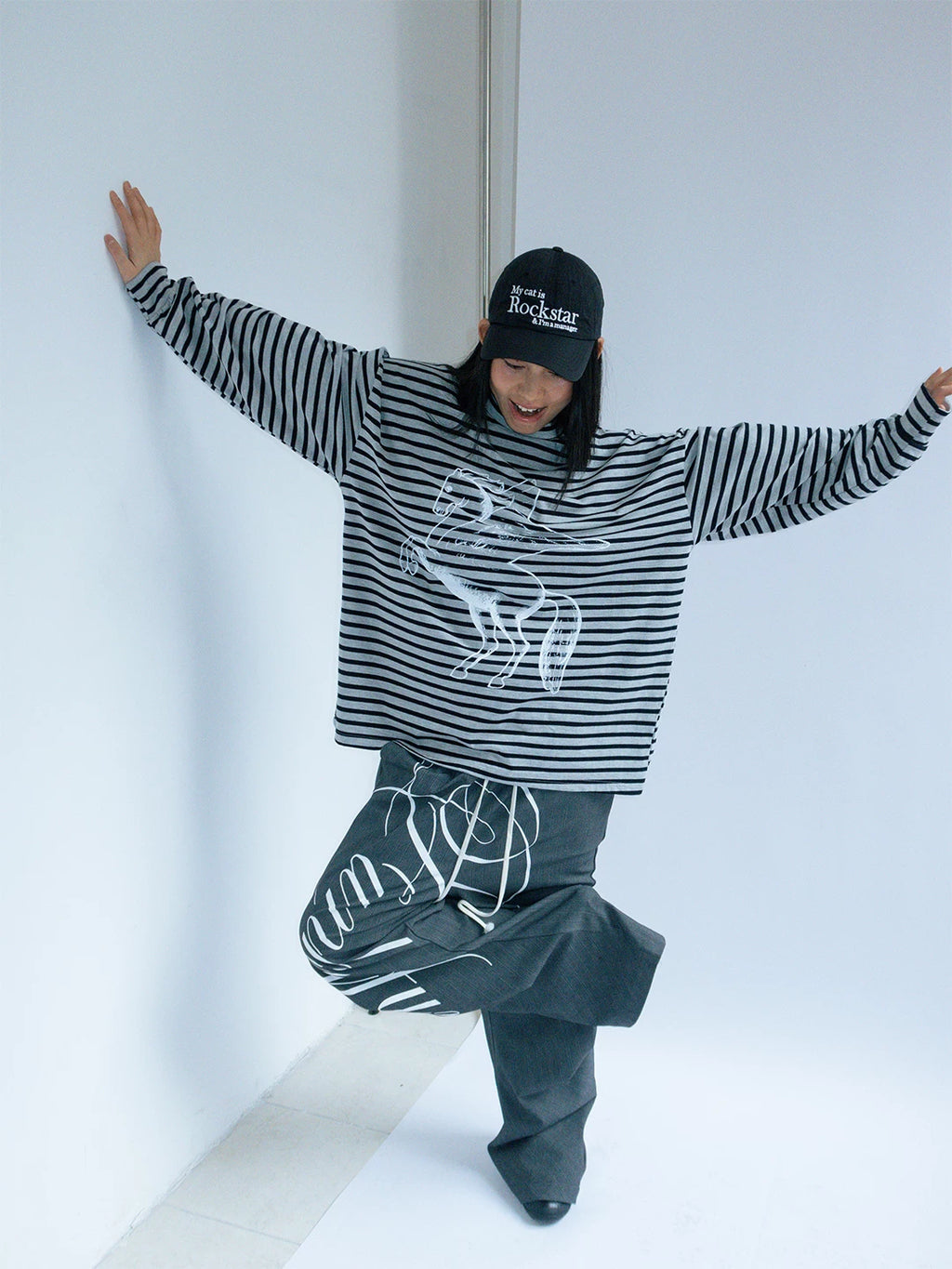 FUNKYFUN Wide-leg Graffiti Suit Pants