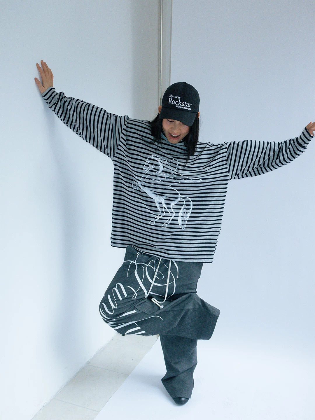 FUNKYFUN Wide-leg Graffiti Suit Pants