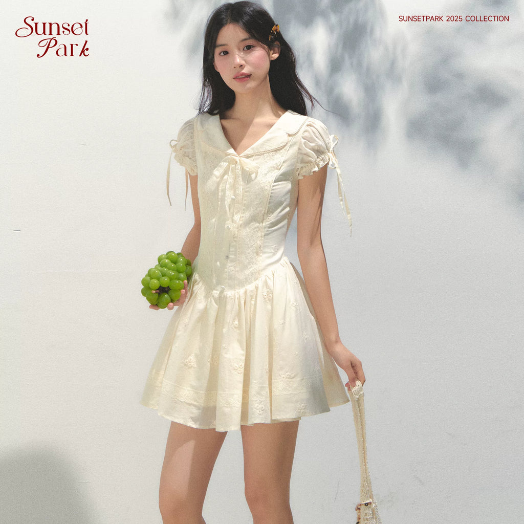 SunsetPark Embroidered Shirt Collar Dress