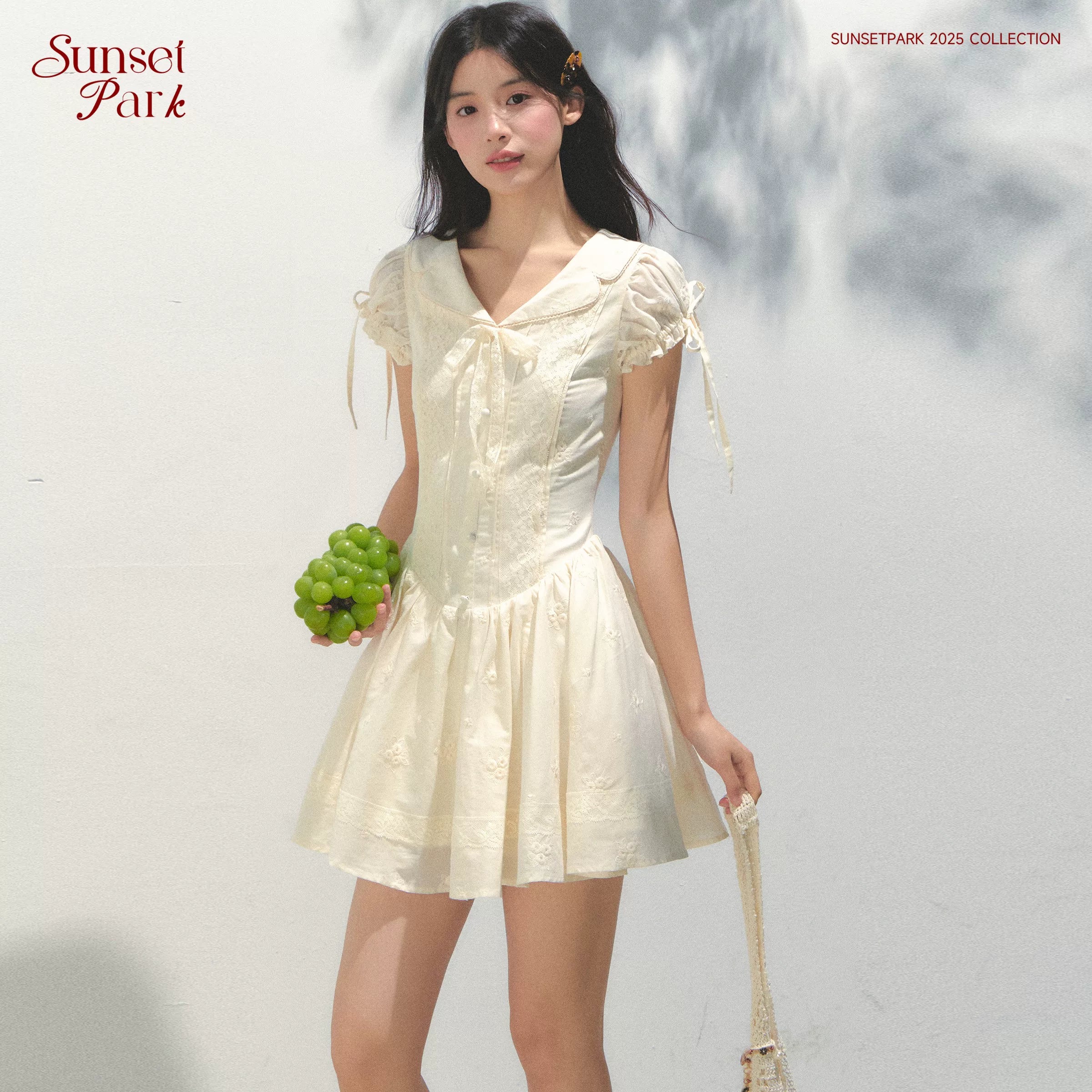 SunsetPark Embroidered Shirt Collar Dress