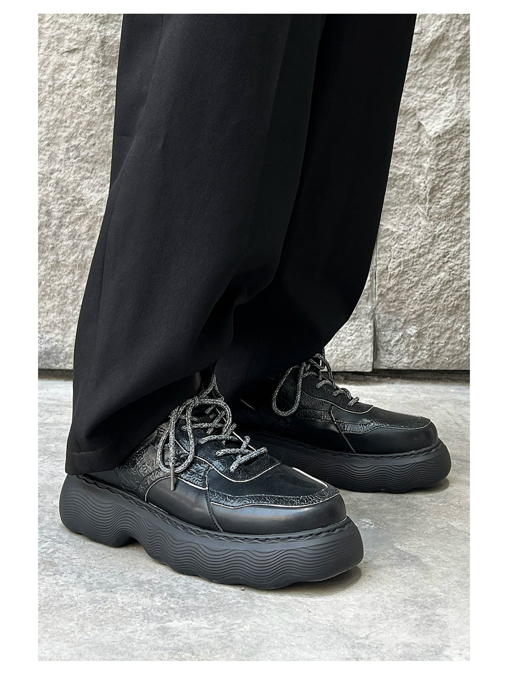 HANQIAORJI Heel Rivet Platform Bread Shoes