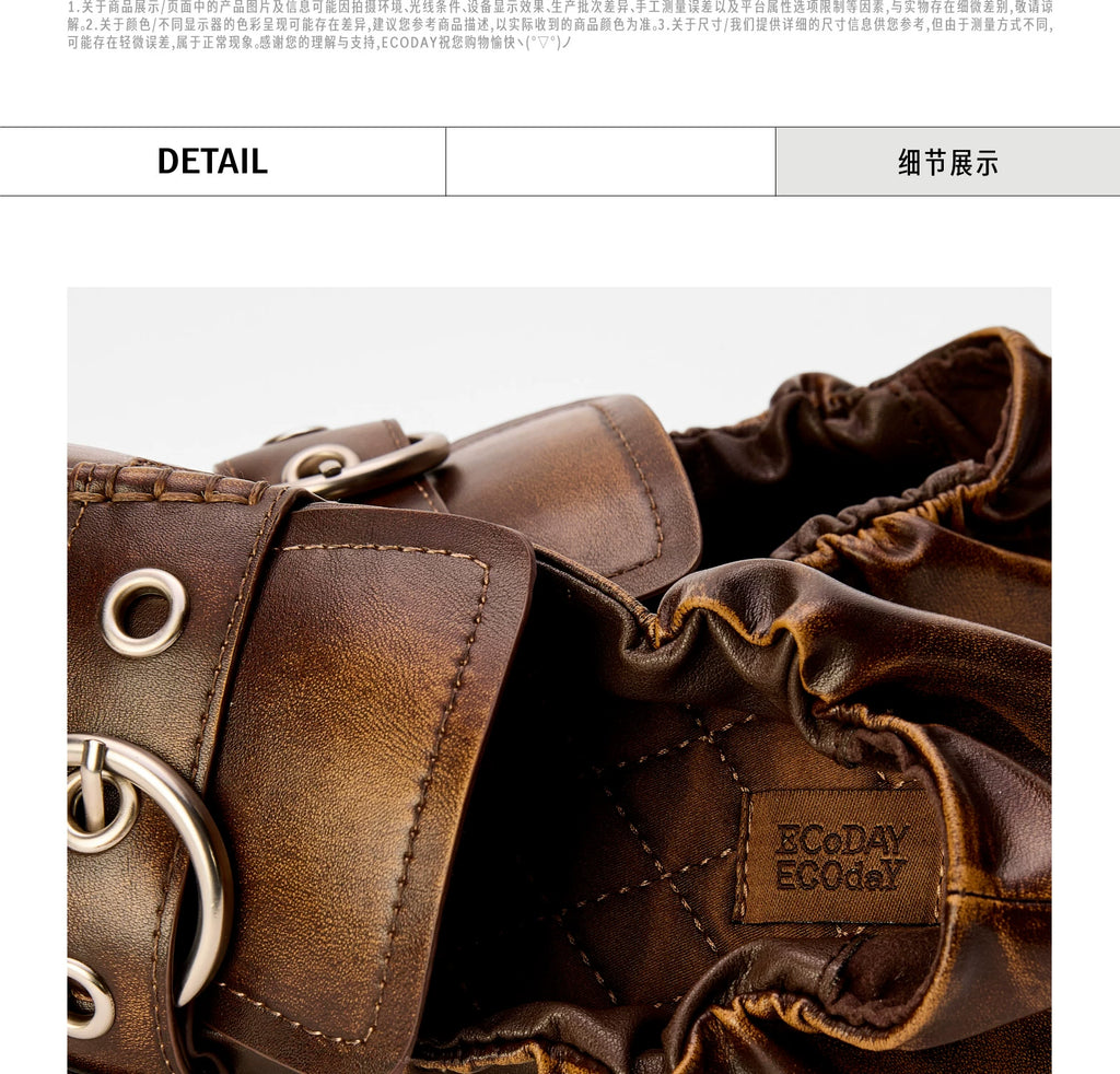ECODAY Retro Square Head Flat-soled Leather Shoes