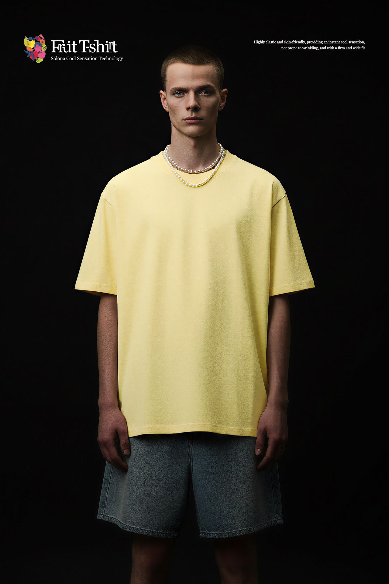 Inflation Fruit Stretch Solid Color T-Shirt Short Sleeve