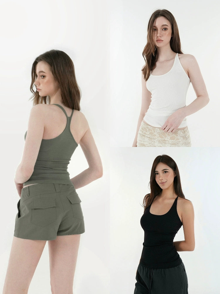 Jim KennetU Neck Skinny Strap Slim Fit I-Type Vest
