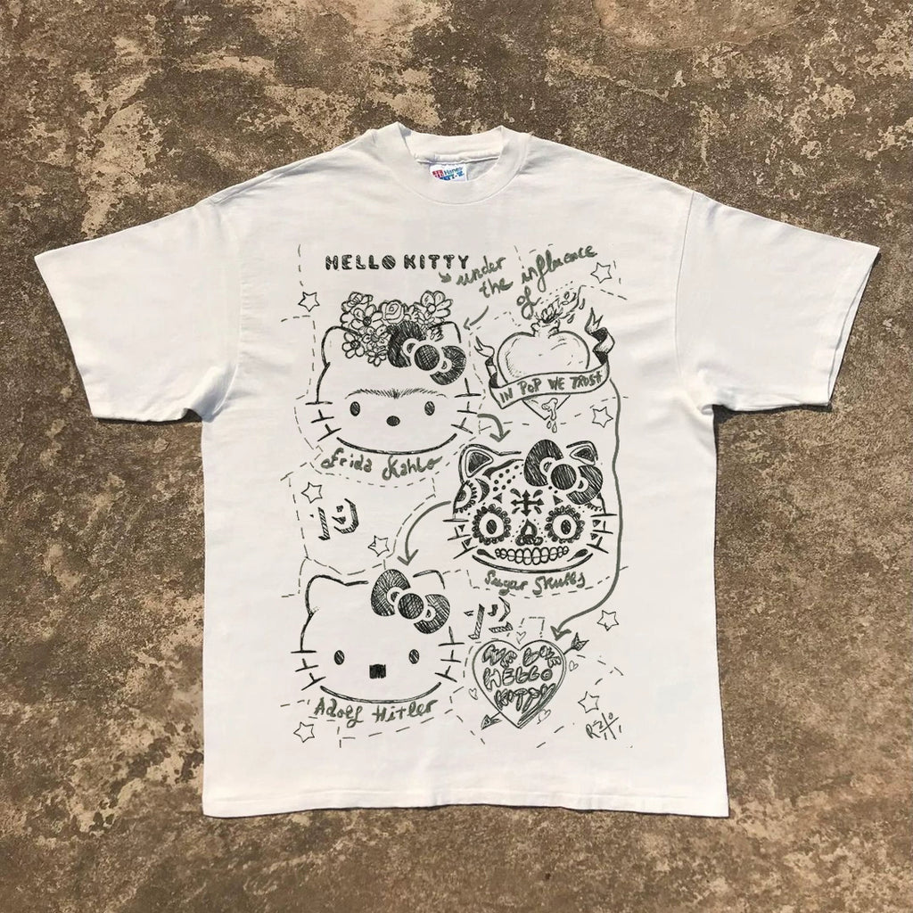 Wang Youbing Studio! Kitty 220g 100% Cotton Tee