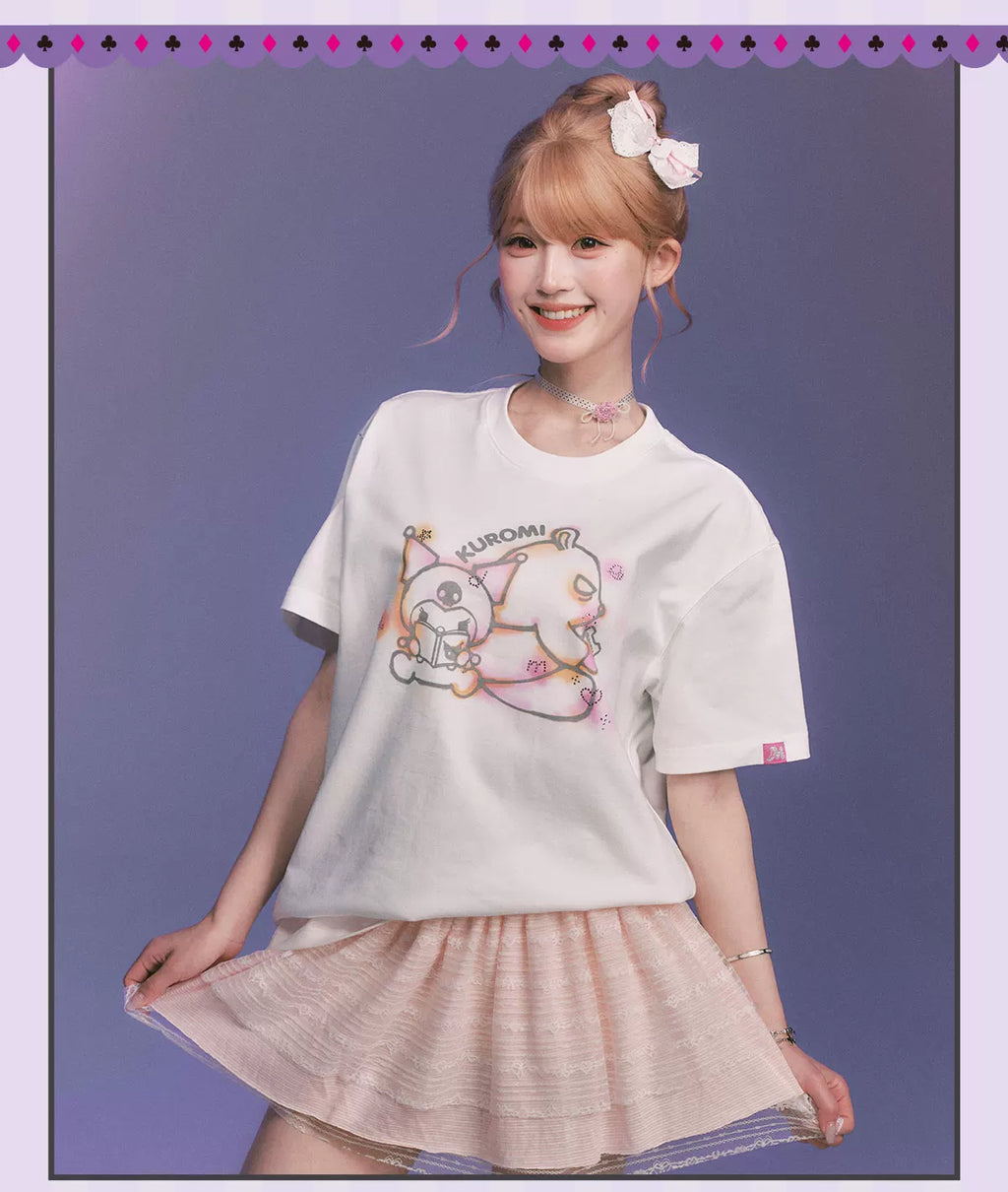 MEDM Graffiti Rhinestone Pattern Casual Tee