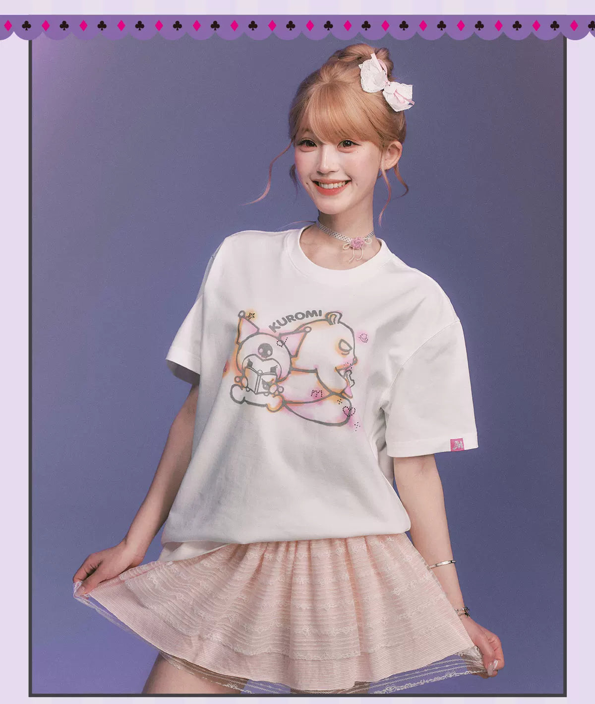 MEDM Graffiti Rhinestone Pattern Casual Tee