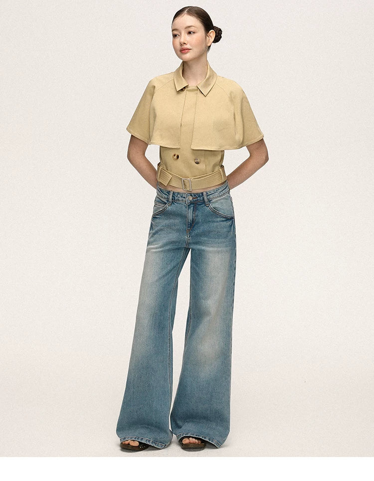 Anna Aneae High Waist Slim Loose Straight Mopping Jeans