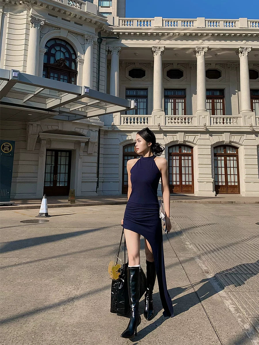 CHUYUQI Pure Desire Neck Irregular Dress