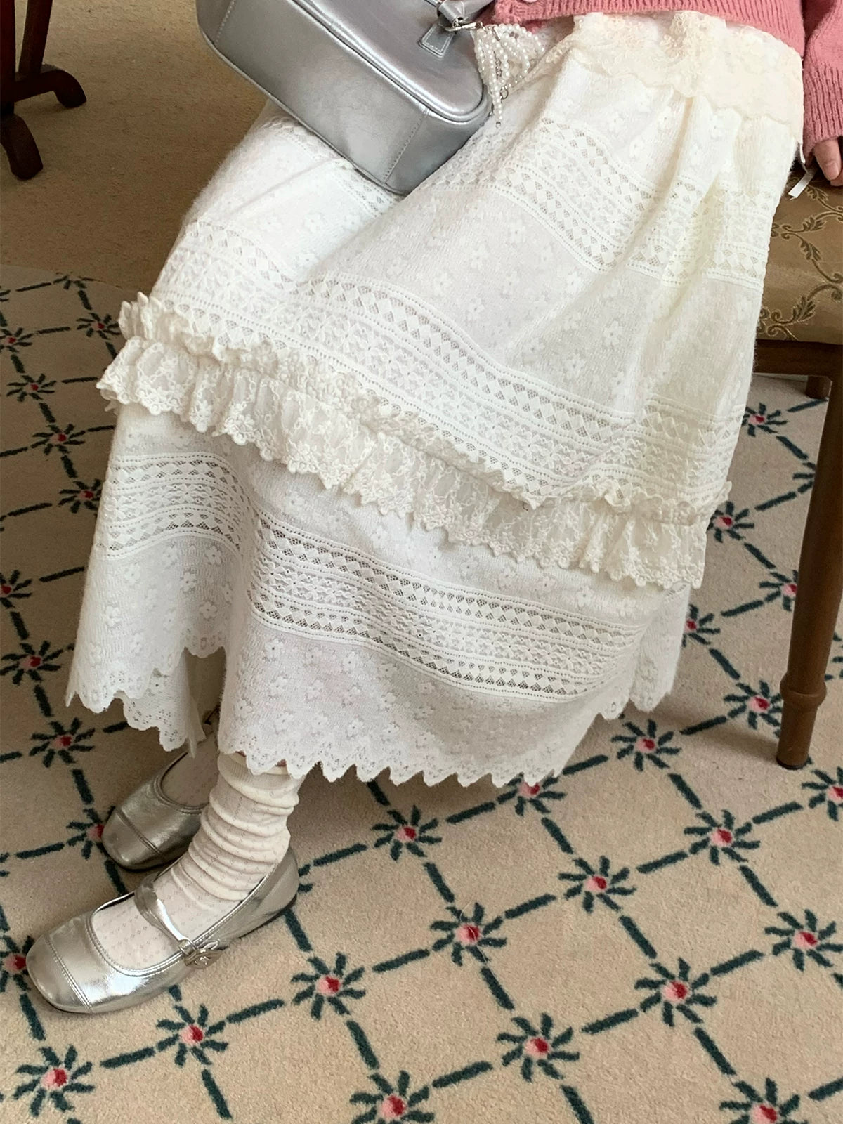 MUCHA Hollow Jacquard Skirt