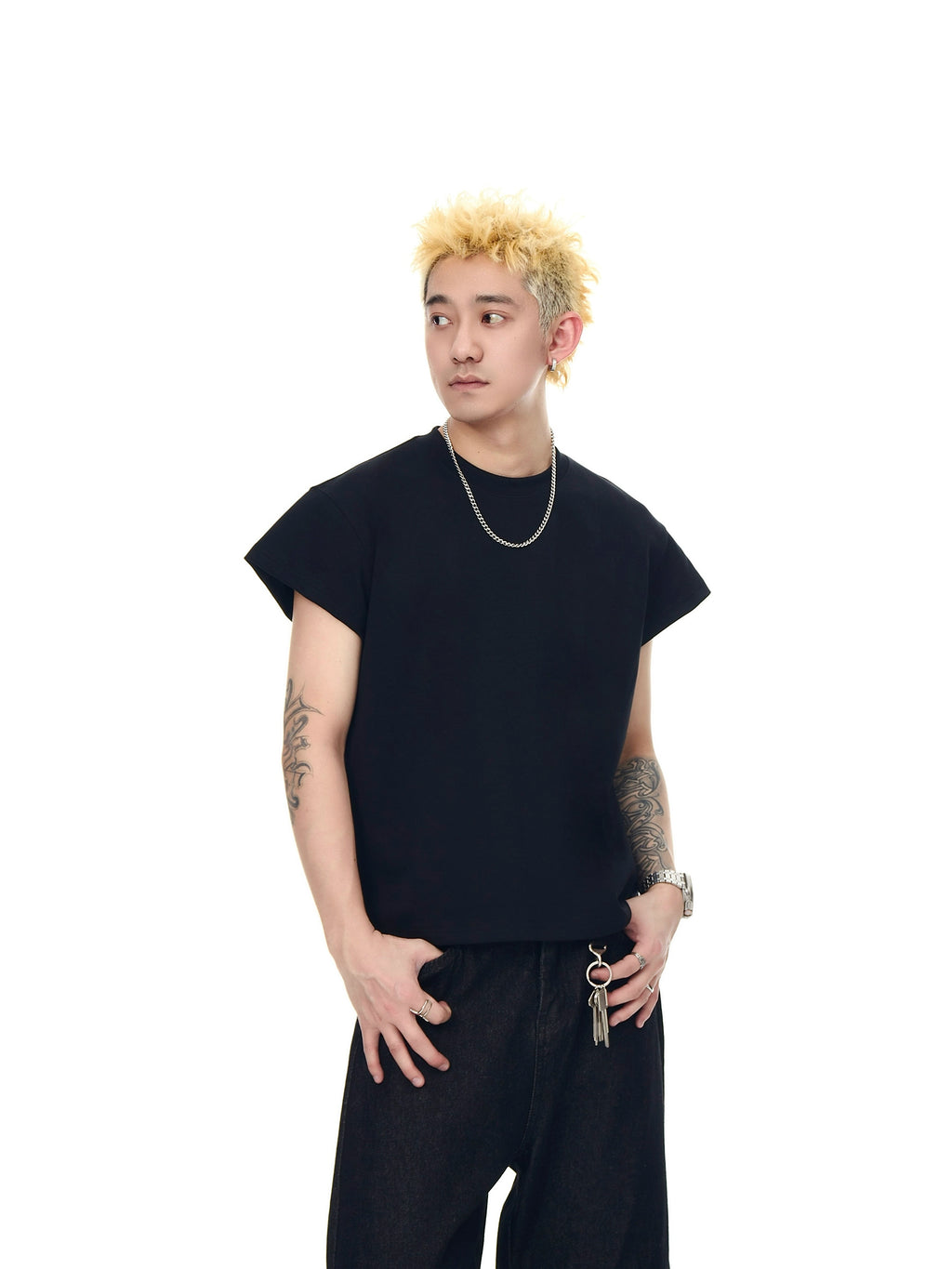 BLACKLISTS American Front Shoulder Solid Color Tee