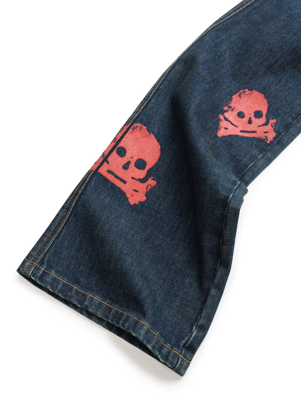 VETERANBOI Chinese Character Skull Print Jeans