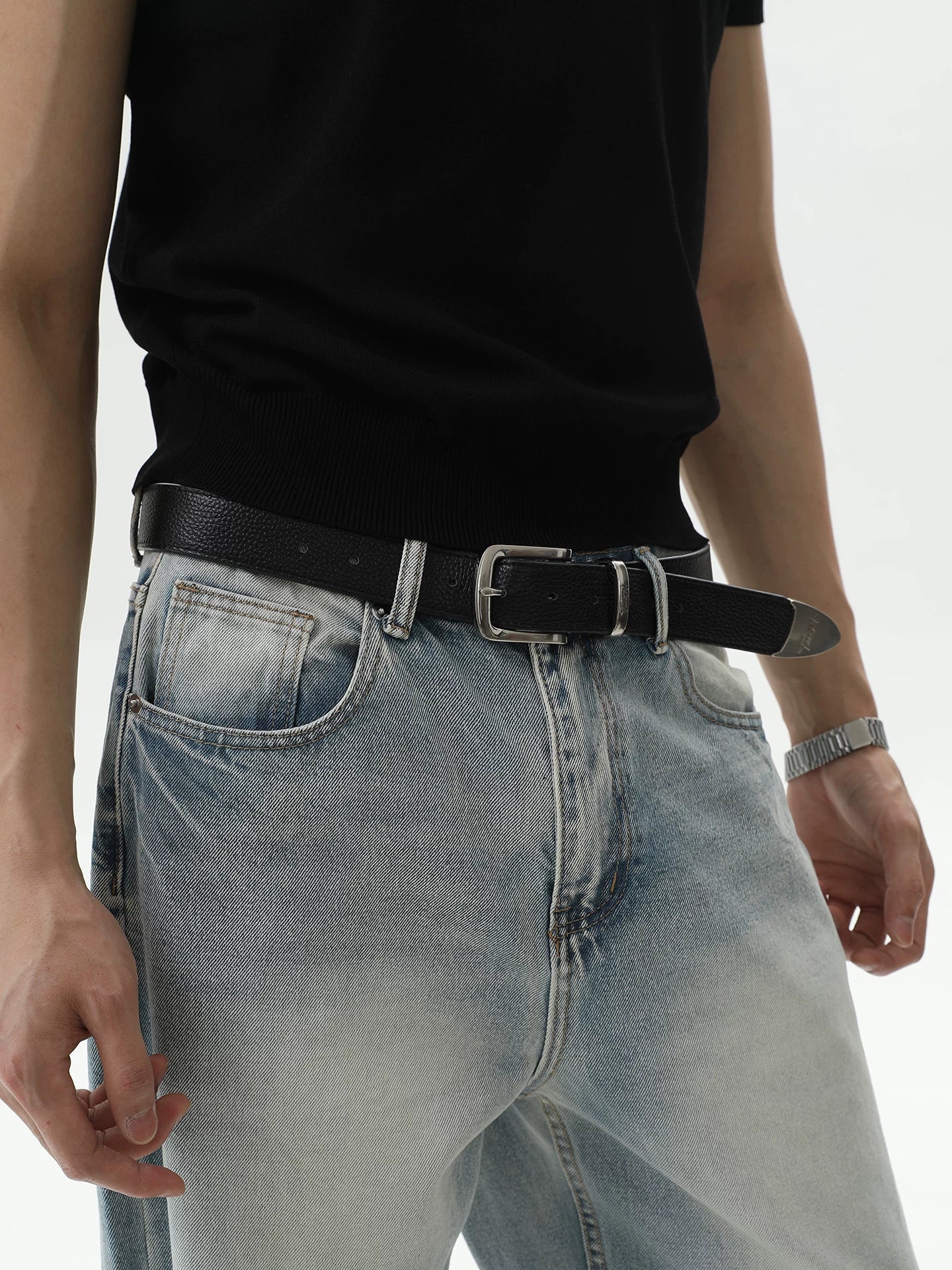 Turn Tide Top-Grain Pebbled Calfskin Leather Belt