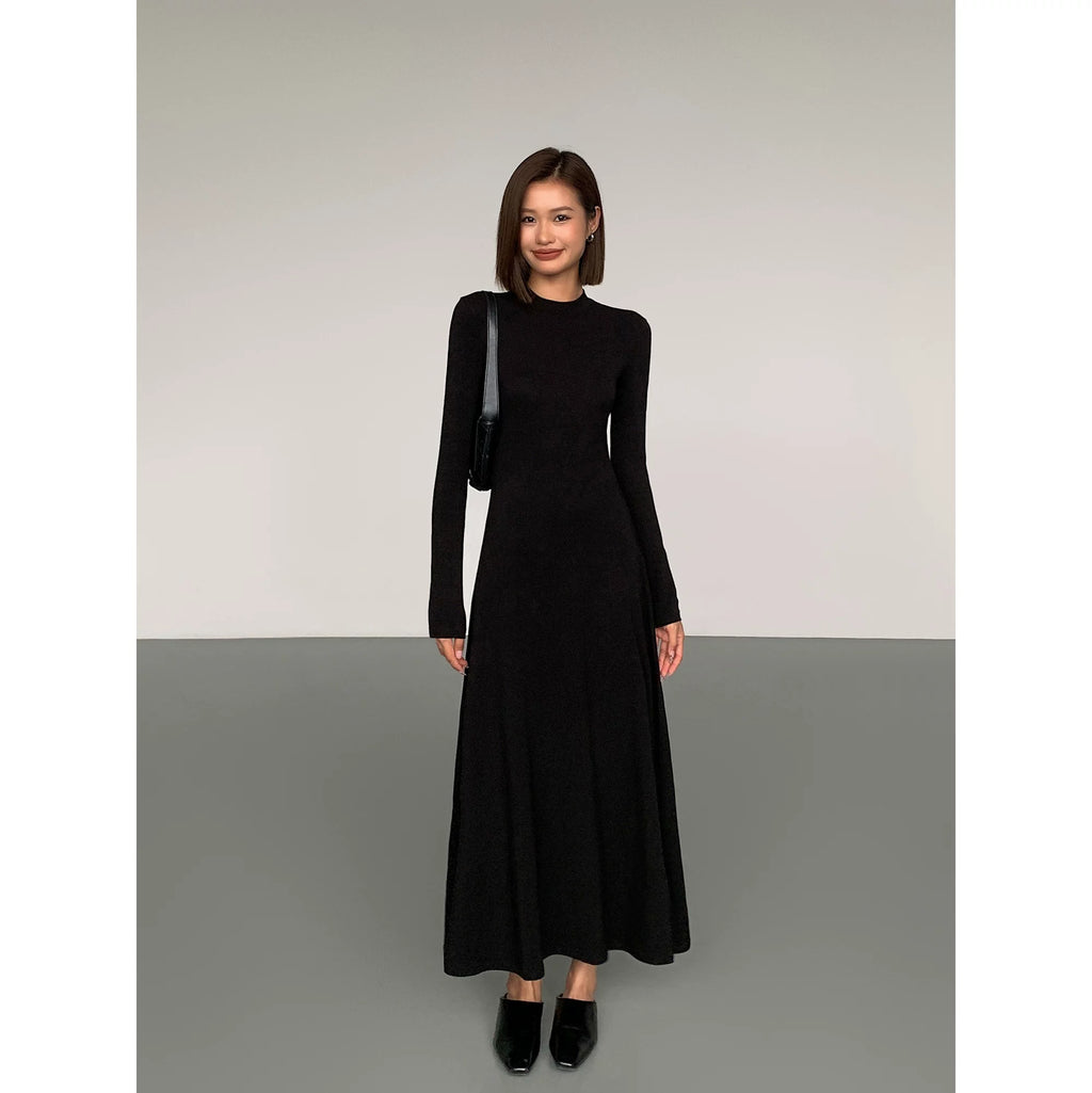 OUSPH Slim-fit Temperament Long-sleeved Knitted Dress