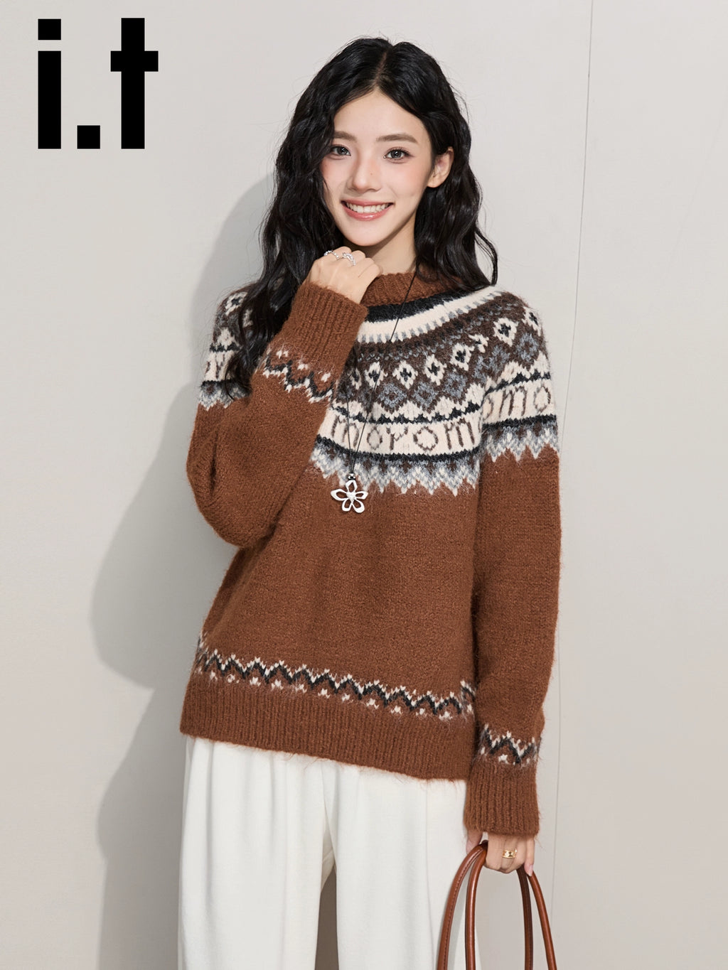IT: CHOCOOLATE Vintage Contrast Lazy Knitted Bottom Shirt