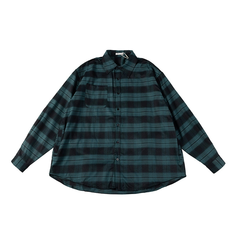 NOEARS Vintage Loose Plaid Long Sleeve Shirt