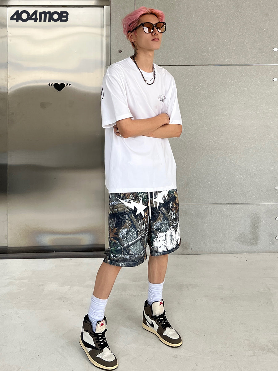 404MOB camouflage printed mesh shorts