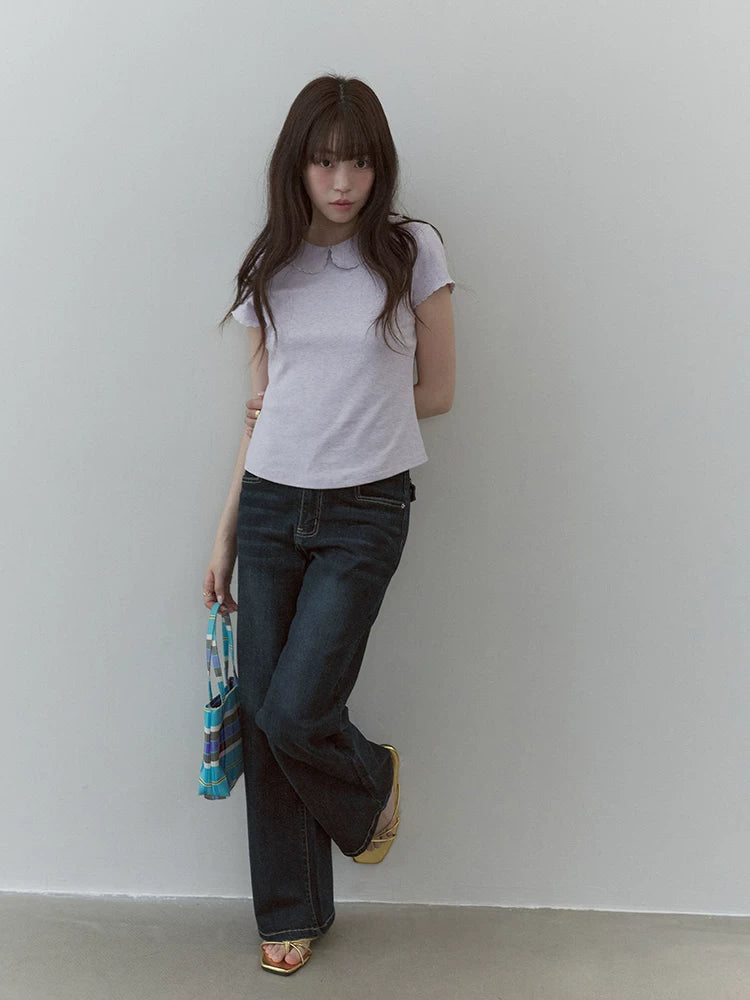 VOOE Fungus Lace Simple Casual Tee