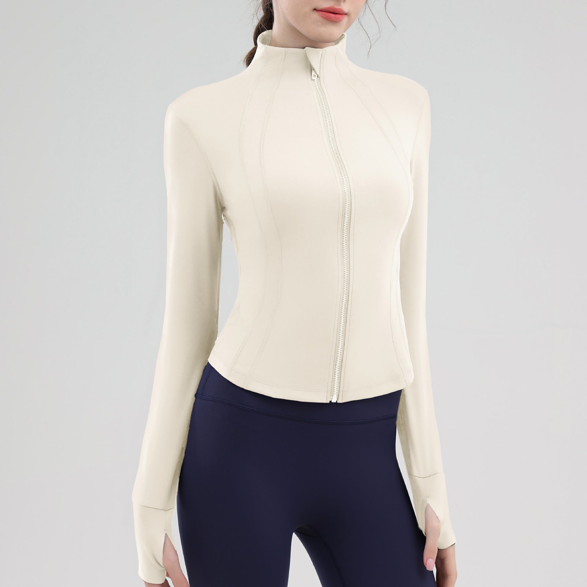 TIANQINGSE Stand-up Collar Windproof Zipper Slim-fit Sports Jacket
