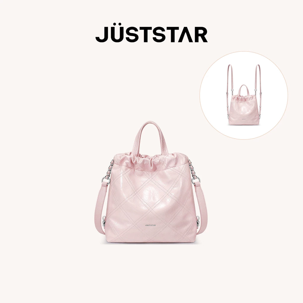JUST STAR Rhombus Dual-purpose Double Shoulder Large-capacity Tote Bag