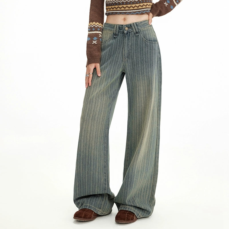 UNIFREE Wide-leg Striped Jeans