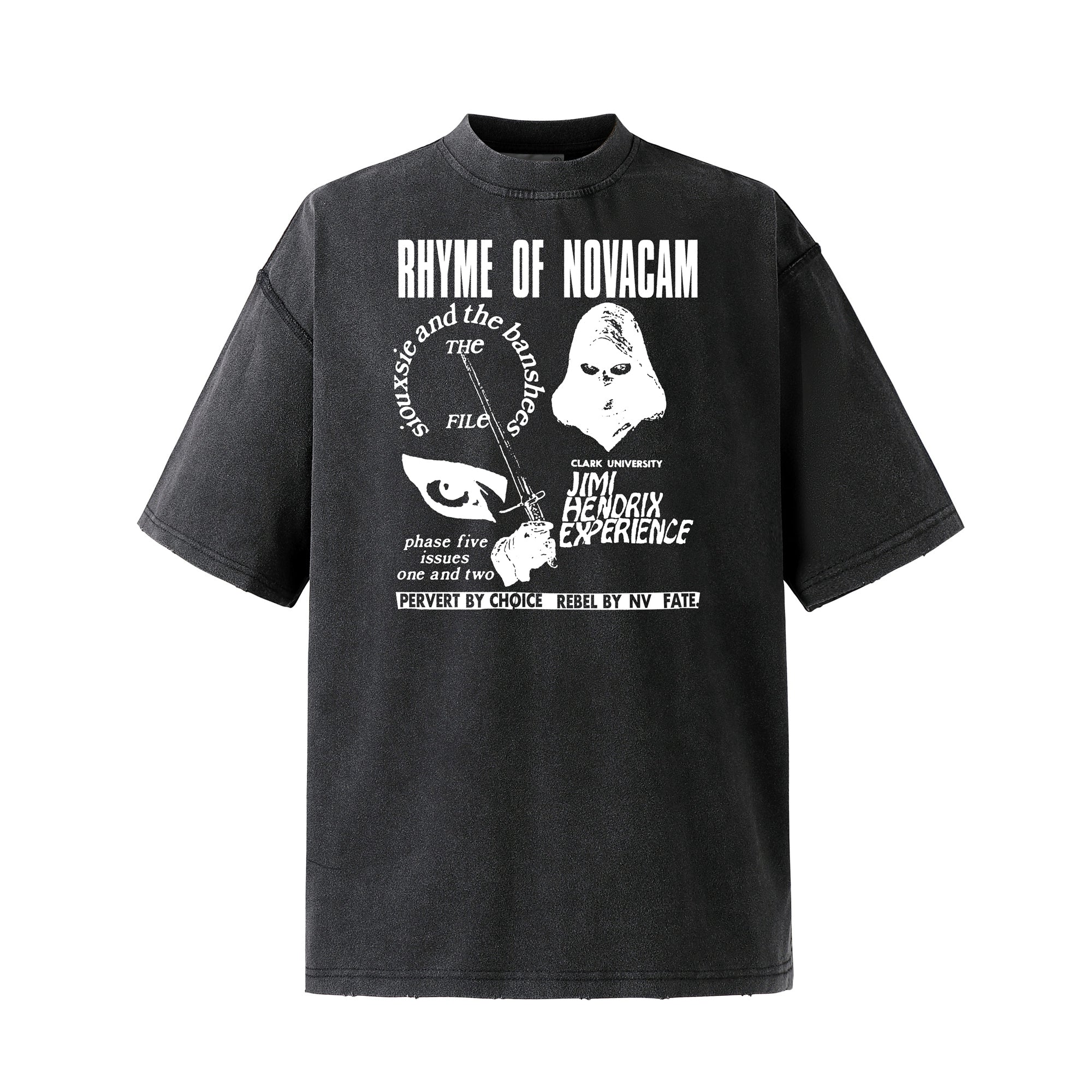 NOVACAM  vintage spoof creative reverse stitch washed Tee