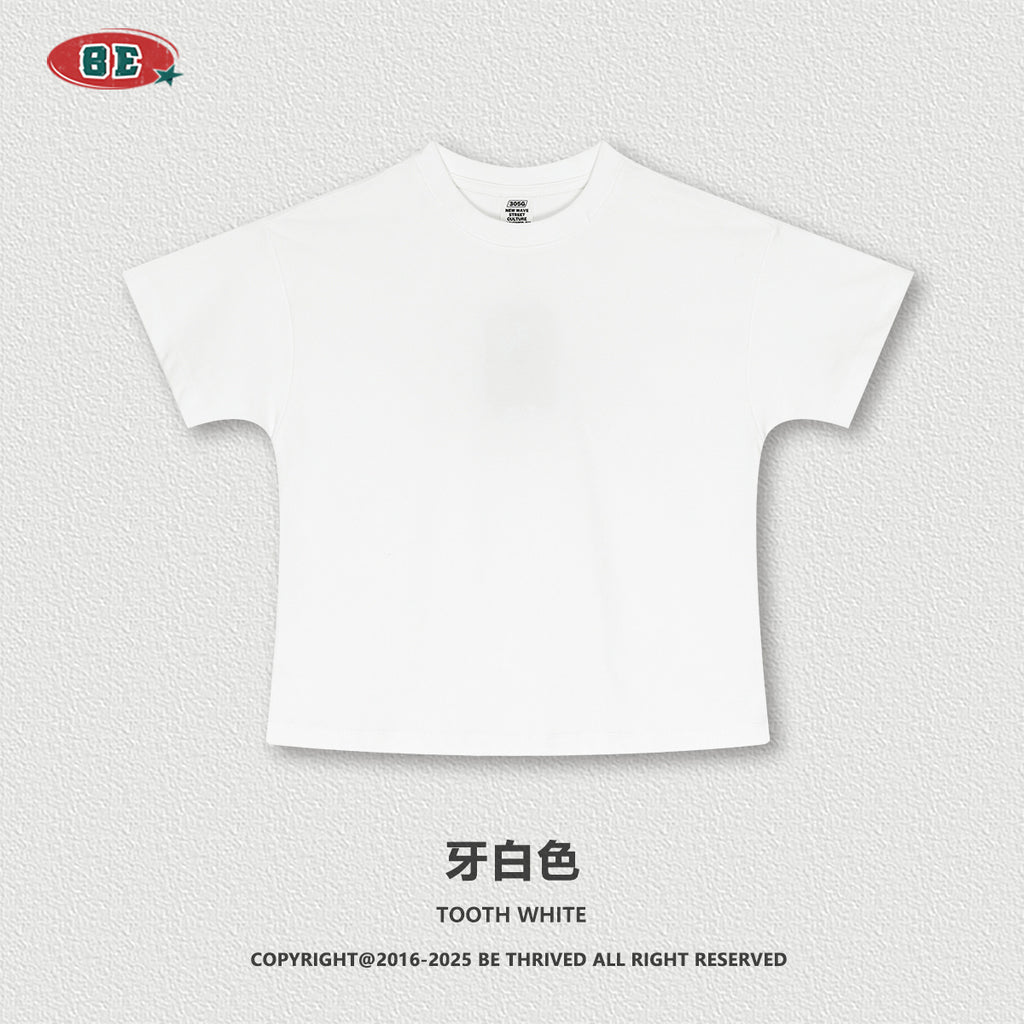 BE Women's Pure Cotton Solid Color 305G Casual Sports Slim Fit T-Shirt
