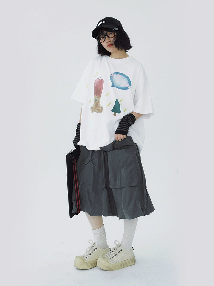 STILLYOU Tooling Texture Pleated Star Rivet Umbrella Skirt Skirt Skirt