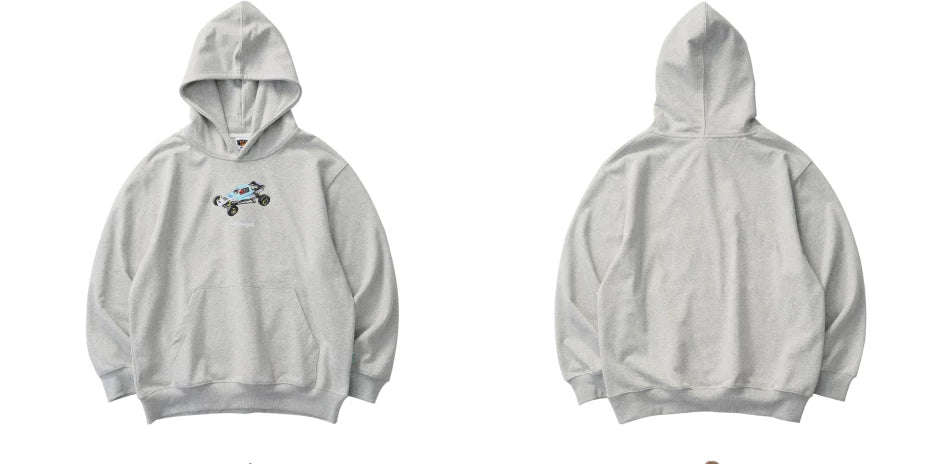 Battles Vintage Loose Embroidered Hooded Sweater