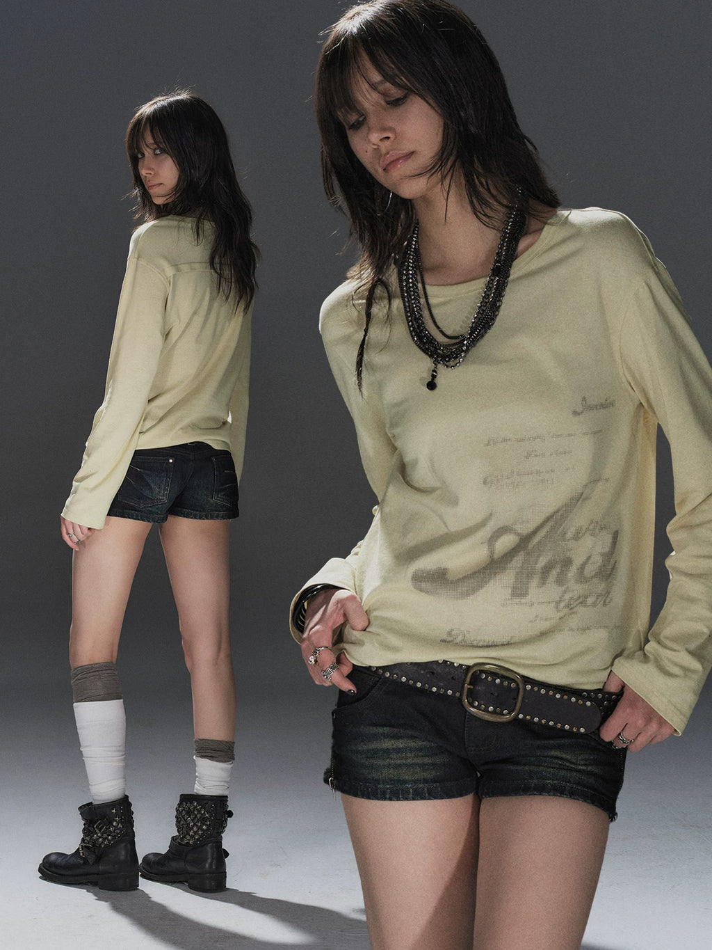 WearAndtear Light and Drape Letter Print Long Sleeve