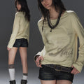 WearAndtear Light and Drape Letter Print Long Sleeve