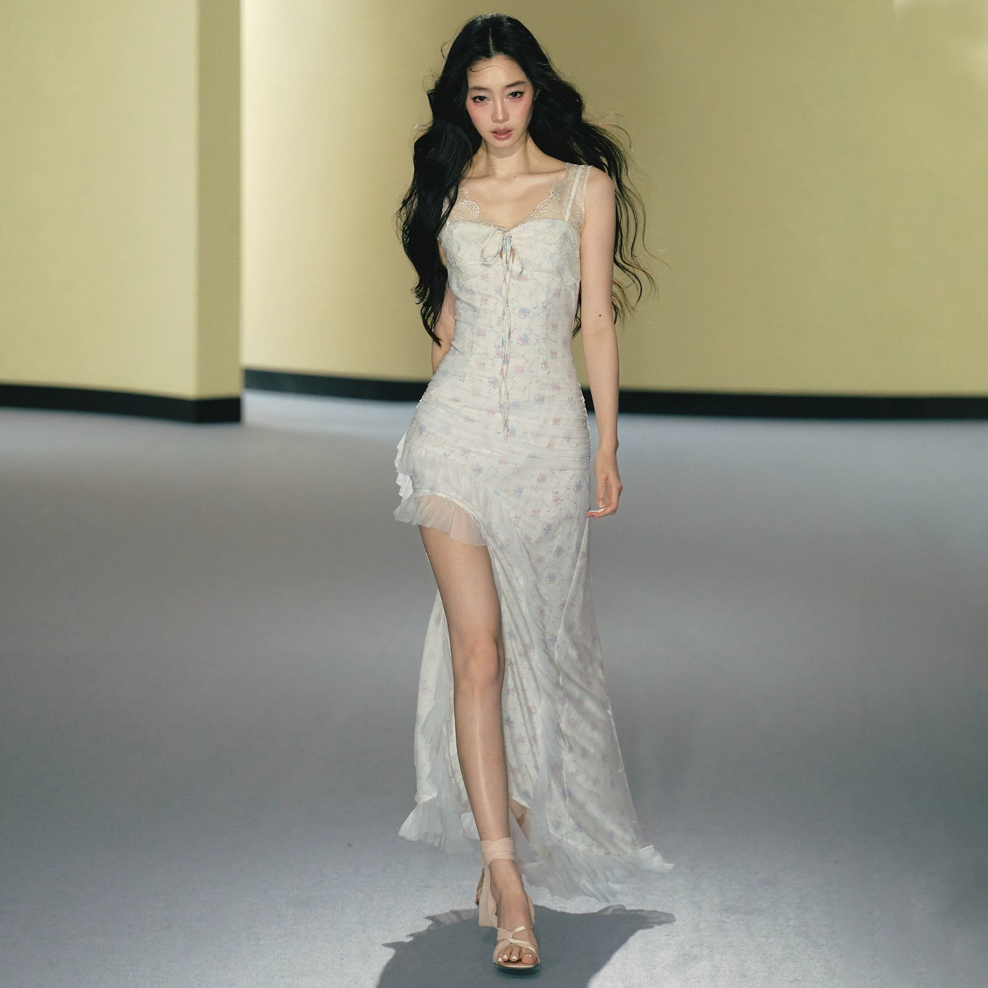 AGAM Floral Mesh Suspender Dress