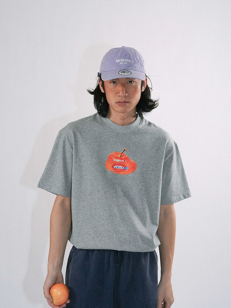 O3PARK Loose and Versatile "Apple Warrior" Printed Tee