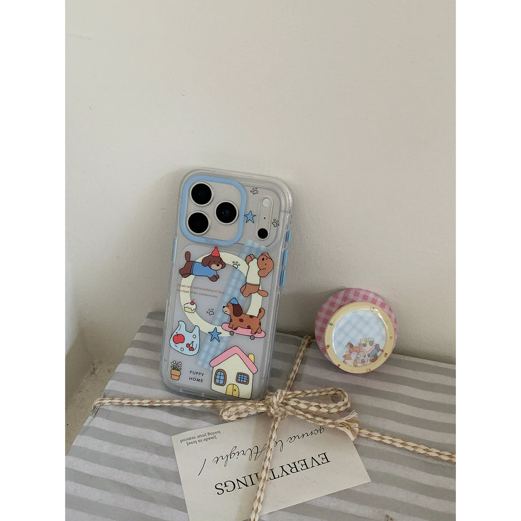 Kano Cute Puppy Cartoon for IPhone Mobile Phone Case Magnetic Belt Holder