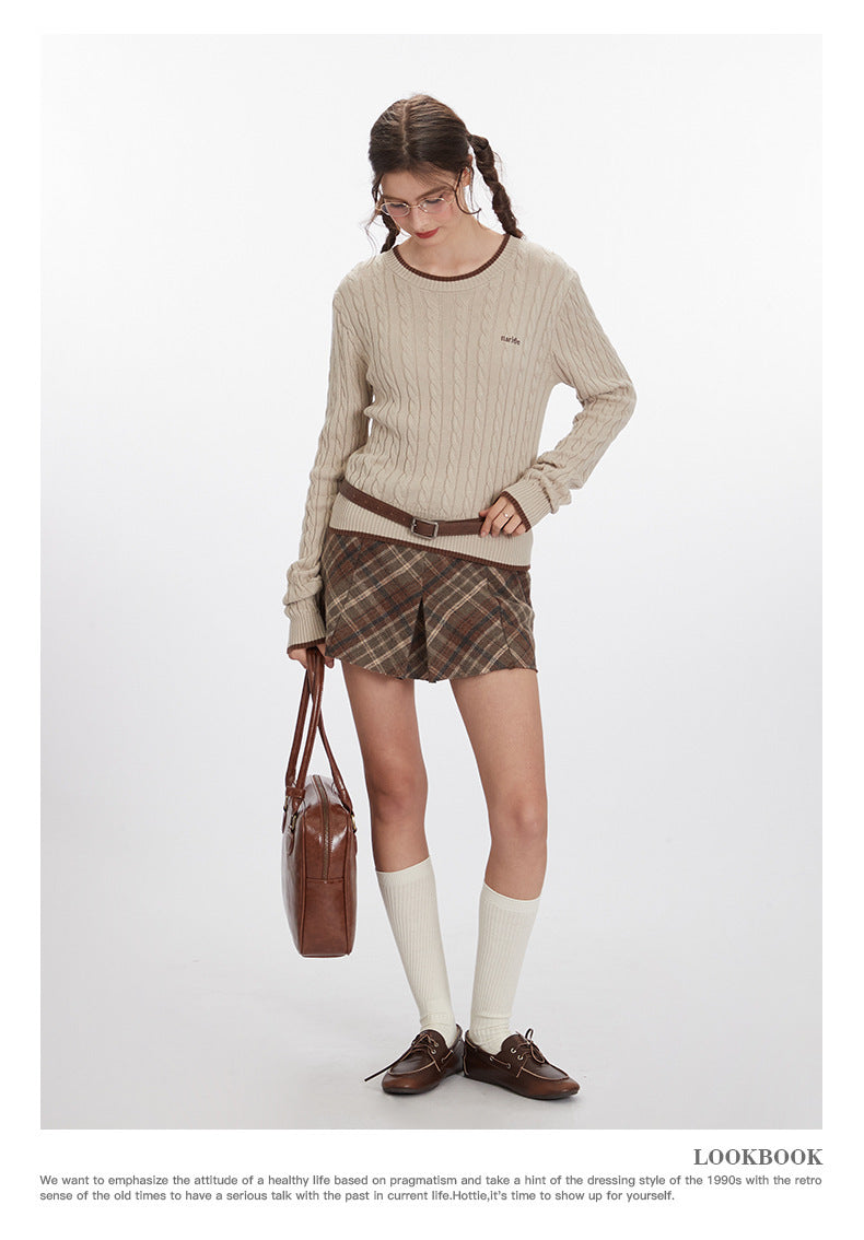 Nariele Letter-embroidered Crew Neck Sweater