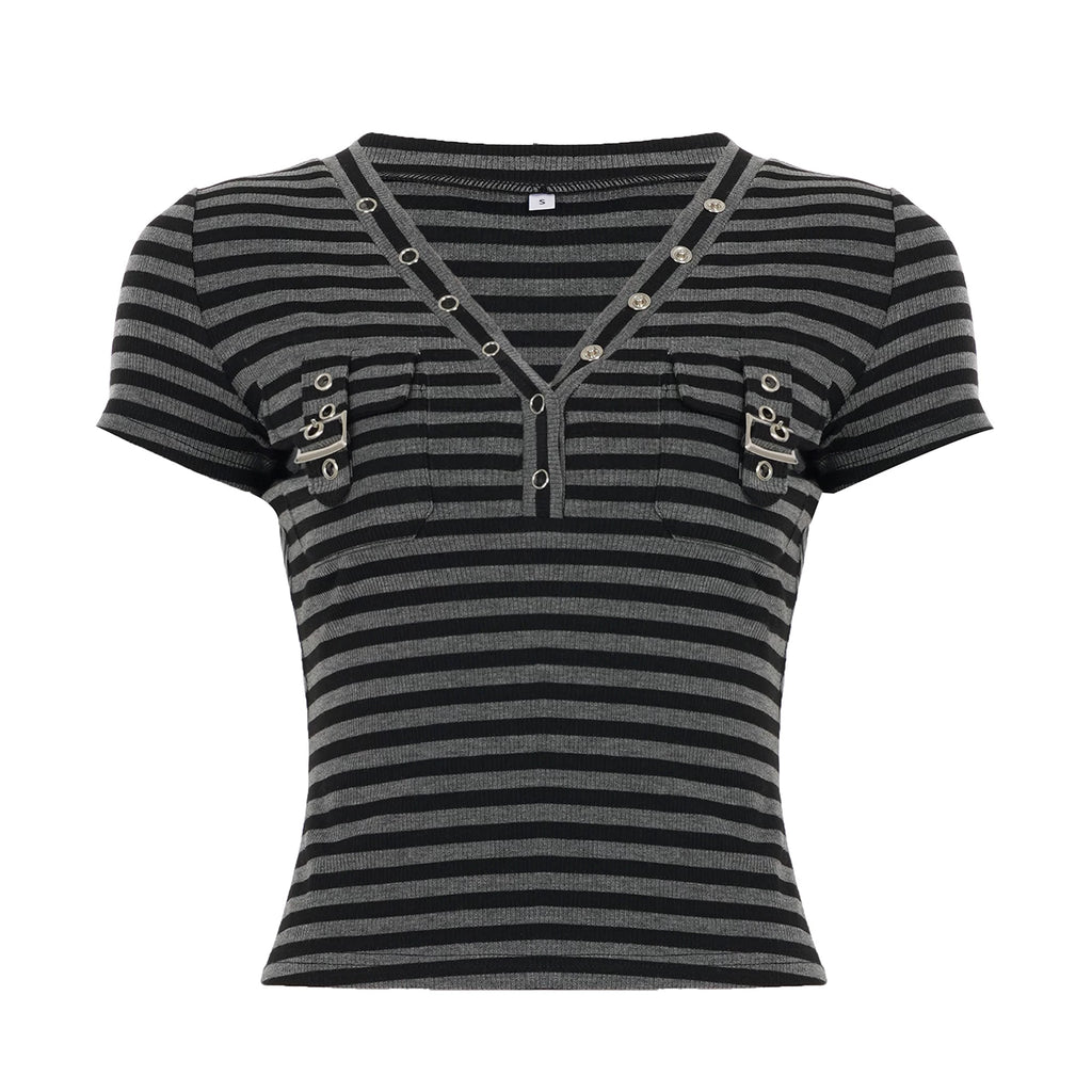 FUNOFF Retro Lapel Waist Tee