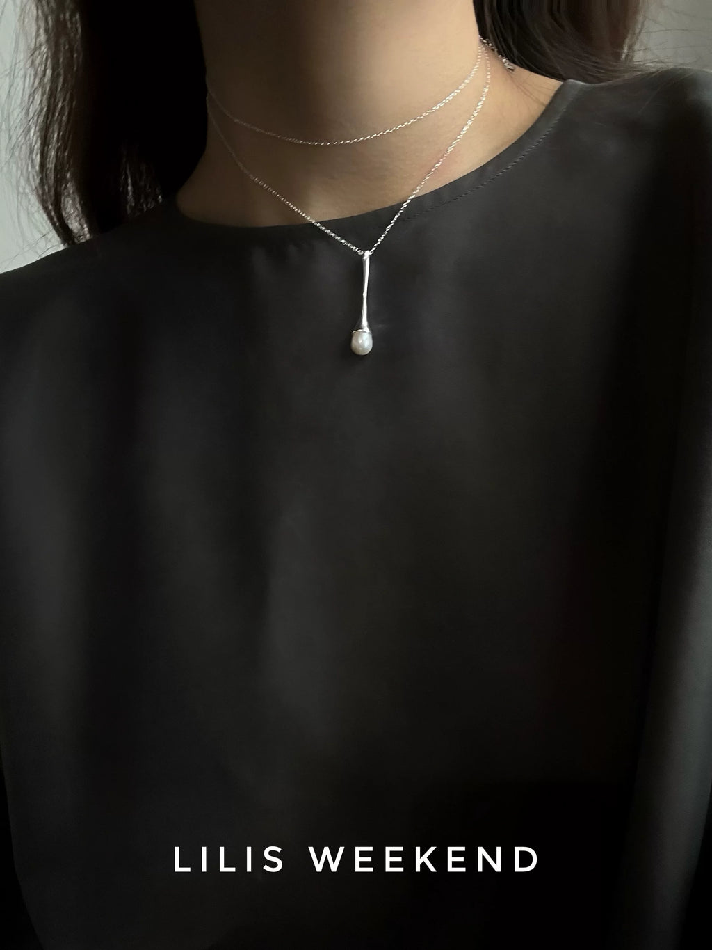 Lilis Weekend Minimalist Freshwater Pearl Long Necklace