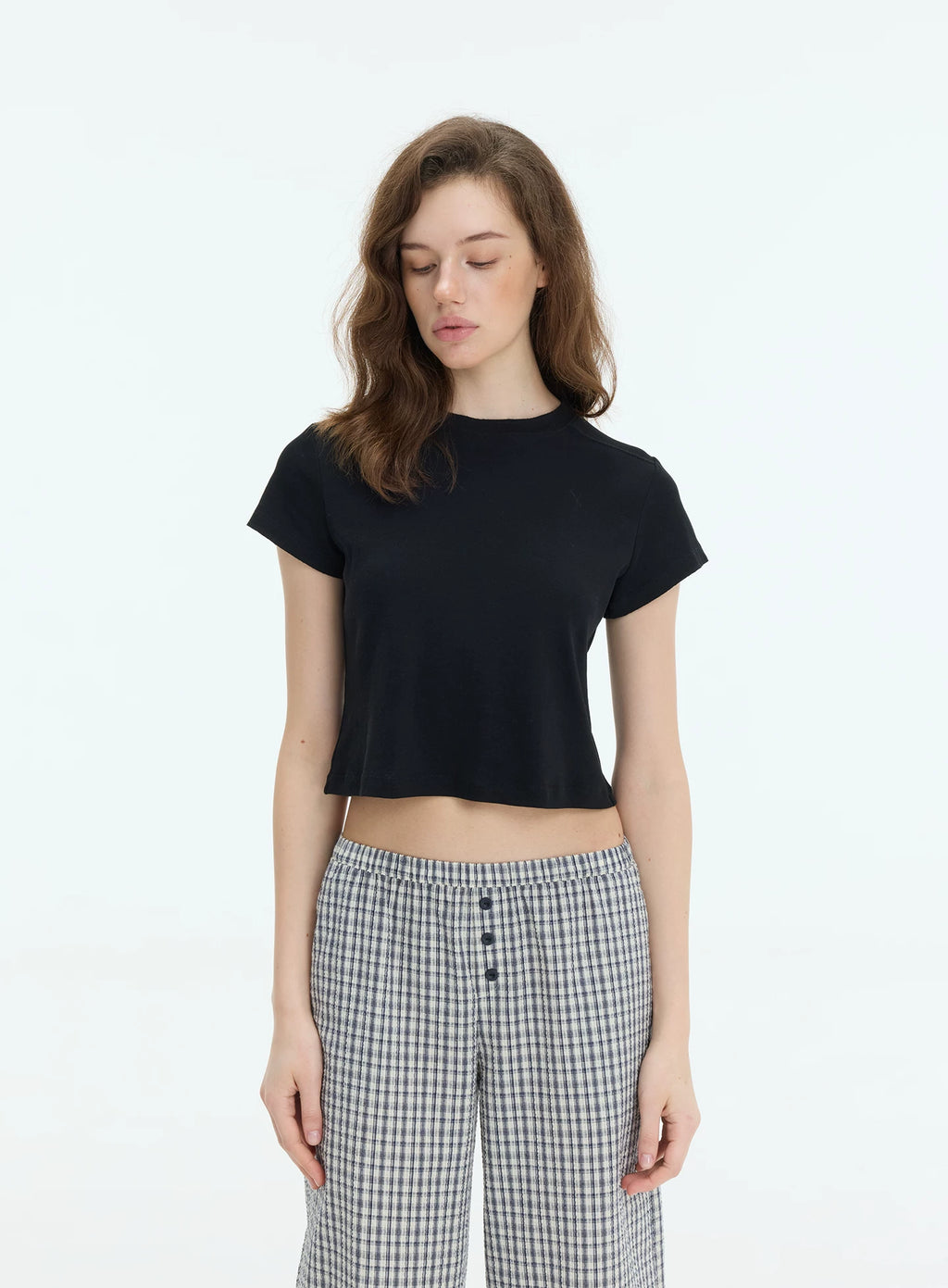 Veryrareme Short Front Shoulder Waist Casual Tee
