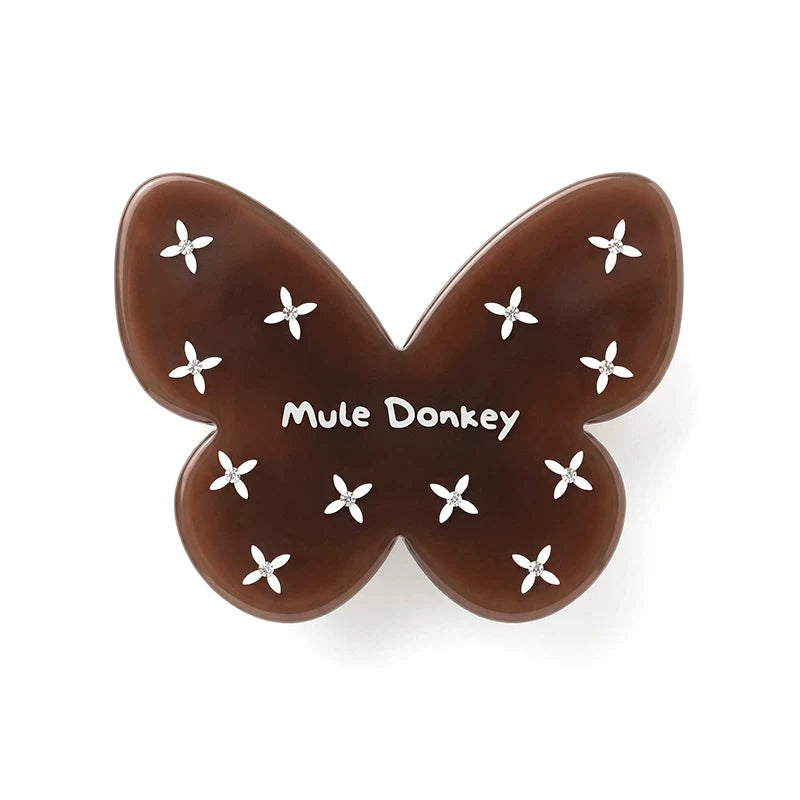 Mule Donkey Brown Butterfly Cute Edge Clip Side Hair Accessories